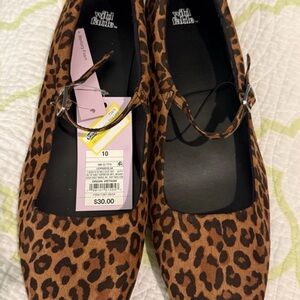 Wild Fable Mary Jane Brown Leopard Print Flats Size 10